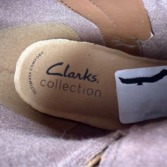 Clarks Collection NWT Cognac Leather Ankle Boots Buckle Zip Booties 6.5 - Picture 9 of 11